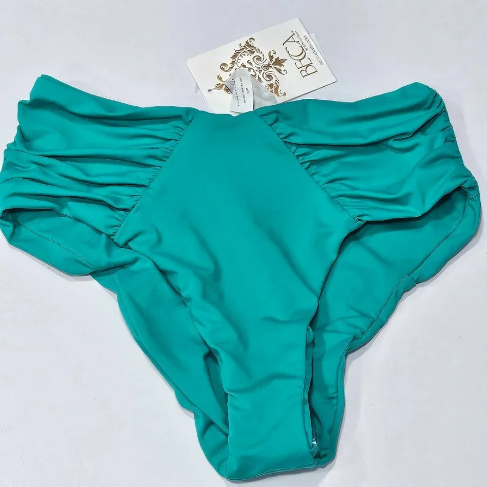 Becca Ruched High-Waist Bikini Bottoms - Picture 5 of 9